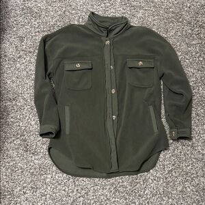 Natural Reflections Olive Green Button-Up Shirt Jacket